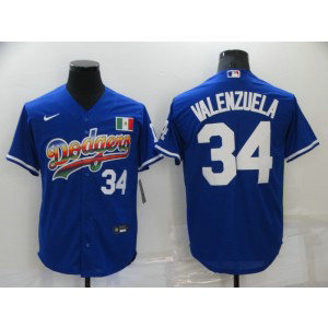 MLB Dodgers 34 Fernando Valenzuela Blue Rainbow Nike Cool Base Men Jersey MLB Dodgers 34 Fernando Valenzuela Blue Rainbow Nike Cool Base Men Jersey