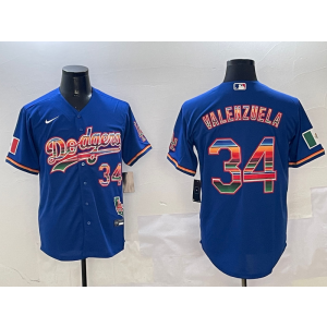 MLB Dodgers 34 Fernando Valenzuela Blue Rainbowl Nike Cool Base Men Jersey MLB Dodgers 34 Fernando Valenzuela Blue Rainbowl Nike Cool Base Men Jersey