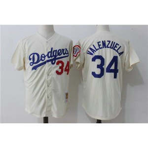MLB Dodgers 34 Fernando Valenzuela Cream Cooperstown Collection Men Jersey MLB Dodgers 34 Fernando Valenzuela Cream Cooperstown Collection Men Jersey