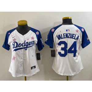 MLB Dodgers 34 Fernando Valenzuela White Blue 2025 Tokyo Series Nike Cool Base Women Jersey MLB Dodgers 34 Fernando Valenzuela White Blue 2025 Tokyo Series Nike Cool Base Women Jersey