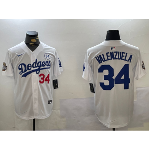 MLB Dodgers 34 Fernando Valenzuela white Nike Cool Base Men Jersey with 34 Pacth MLB Dodgers 34 Fernando Valenzuela white Nike Cool Base Men Jersey with 34 Pacth