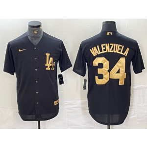 MLB Dodgers 34 Toro Valenzuela Black Gold Nike Cool Base Men Jersey MLB Dodgers 34 Toro Valenzuela Black Gold Nike Cool Base Men Jersey