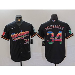 MLB Dodgers 34 Toro Valenzuela Black Rainbow Nike Cool Base Men Jersey MLB Dodgers 34 Toro Valenzuela Black Rainbow Nike Cool Base Men Jersey