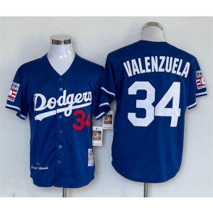 MLB Dodgers 34 Toro Valenzuela Blue Throwback Men Jersey MLB Dodgers 34 Toro Valenzuela Blue Throwback Men Jersey