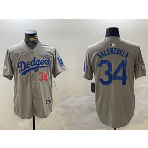 MLB Dodgers 34 Toro Valenzuela Grey 2024 World Series Nike Cool Base Men Jersey MLB Dodgers 34 Toro Valenzuela Grey 2024 World Series Nike Cool Base Men Jersey