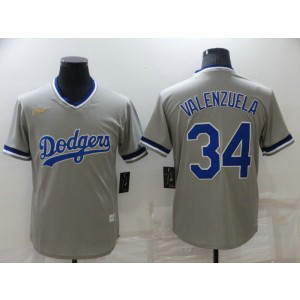 MLB Dodgers 34 Toro Valenzuela Grey Throwback Men Jersey MLB Dodgers 34 Toro Valenzuela Grey Throwback Men Jersey