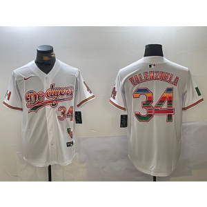 MLB Dodgers 34 Toro Valenzuela White Rainbowl Nike Cool Base Men Jersey MLB Dodgers 34 Toro Valenzuela White Rainbowl Nike Cool Base Men Jersey