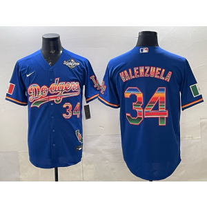 MLB Dodgers 34 Valenzuela Blue Mexico 2025 World Series Nike Cool Base Men Jersey MLB Dodgers 34 Valenzuela Blue Mexico 2025 World Series Nike Cool Base Men Jersey