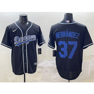 MLB Dodgers 37 Hernandez Black Blue Nike Cool Base Men Jersey MLB Dodgers 37 Hernandez Black Blue Nike Cool Base Men Jersey