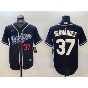MLB Dodgers 37 Hernandez Black Nike Cool Base Men Jersey MLB Dodgers 37 Hernandez Black Nike Cool Base Men Jersey