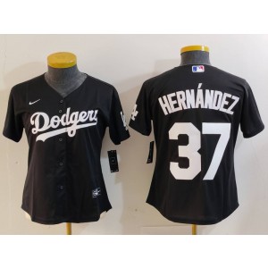 MLB Dodgers 37 Hernandez Black Nike Cool Base Women Jersey MLB Dodgers 37 Hernandez Black Nike Cool Base Women Jersey