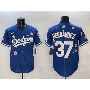 MLB Dodgers 37 Hernandez Blue 2025 Tokyo Series Nike Cool Base Men Jersey MLB Dodgers 37 Hernandez Blue 2025 Tokyo Series Nike Cool Base Men Jersey