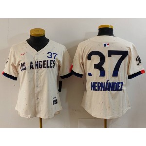 MLB Dodgers 37 Hernandez Cream City Nike Cool Base Women Jersey MLB Dodgers 37 Hernandez Cream City Nike Cool Base Women Jersey