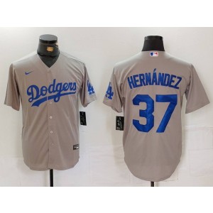 MLB Dodgers 37 Hernandez Grey Nike Cool Base Men Jersey MLB Dodgers 37 Hernandez Grey Nike Cool Base Men Jersey