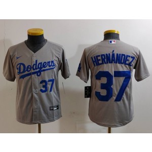 MLB Dodgers 37 Hernandez Grey Nike Cool Base Youth Jersey MLB Dodgers 37 Hernandez Grey Nike Cool Base Youth Jersey