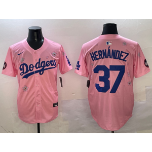MLB Dodgers 37 Hernandez Pink 2025 Tokyo Series Nike Cool Base Men Jersey MLB Dodgers 37 Hernandez Pink 2025 Tokyo Series Nike Cool Base Men Jersey