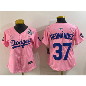 MLB Dodgers 37 Hernandez Pink 2025 Tokyo Series Nike Cool Base Women Jersey MLB Dodgers 37 Hernandez Pink 2025 Tokyo Series Nike Cool Base Women Jersey