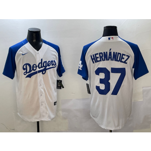 MLB Dodgers 37 Hernandez White Blue Nike Cool Base Men Jersey MLB Dodgers 37 Hernandez White Blue Nike Cool Base Men Jersey