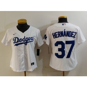 MLB Dodgers 37 Hernandez White Nike Cool Base Women Jersey MLB Dodgers 37 Hernandez White Nike Cool Base Women Jersey