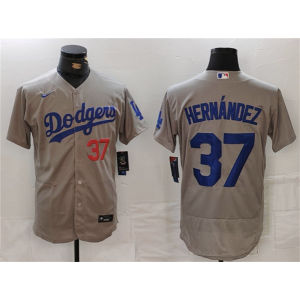 MLB Dodgers 37 grey Teoscar Hernandez Grey Nike Cool Base Men Jersey MLB Dodgers 37 grey Teoscar Hernandez Grey Nike Cool Base Men Jersey