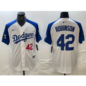 MLB Dodgers 42 Jackie Robinson Blue White Nike Cool Base Men Jersey MLB Dodgers 42 Jackie Robinson Blue White Nike Cool Base Men Jersey