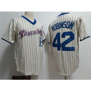MLB Dodgers 42 Jackie Robinson Cream Throwback Men Jersey MLB Dodgers 42 Jackie Robinson Cream Throwback Men Jersey