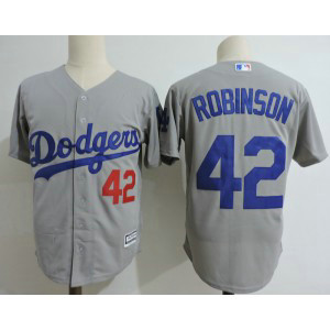 MLB Dodgers 42 Jackie Robinson Gray Cool Base Men Jersey MLB Dodgers 42 Jackie Robinson Gray Cool Base Men Jersey