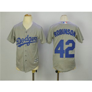 MLB Dodgers 42 Jackie Robinson Gray Cool Base Youth Jersey MLB Dodgers 42 Jackie Robinson Gray Cool Base Youth Jersey