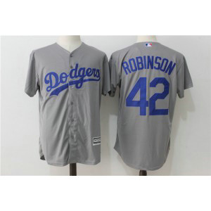MLB Dodgers 42 Jackie Robinson Grey Cool Base Men Jersey MLB Dodgers 42 Jackie Robinson Grey Cool Base Men Jersey