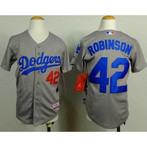 MLB Dodgers 42 Jackie Robinson Grey Cool Base Youth Jersey MLB Dodgers 42 Jackie Robinson Grey Cool Base Youth Jersey