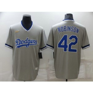 MLB Dodgers 42 Jackie Robinson Grey Throwback Men Jersey MLB Dodgers 42 Jackie Robinson Grey Throwback Men Jersey