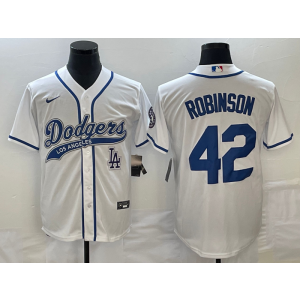 MLB Dodgers 42 Jackie Robinson White Baseball Logo Nike Cool Base Men Jersey MLB Dodgers 42 Jackie Robinson White Baseball Logo Nike Cool Base Men Jersey