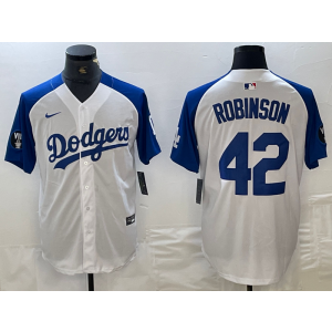 MLB Dodgers 42 Jackie Robinson White Blue Nike Cool Base Men Jersey MLB Dodgers 42 Jackie Robinson White Blue Nike Cool Base Men Jersey
