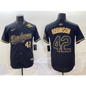 MLB Dodgers 42 Robinson Black Gold 2025 World Series Champion Nike Cool Base Men Jersey MLB Dodgers 42 Robinson Black Gold 2025 World Series Champion Nike Cool Base Men Jersey