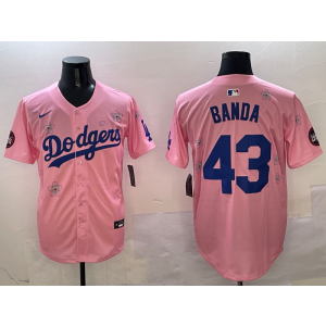 MLB Dodgers 43 Banda Pink 2025 Tokyo Series Nike Cool Base Men Jersey MLB Dodgers 43 Banda Pink 2025 Tokyo Series Nike Cool Base Men Jersey