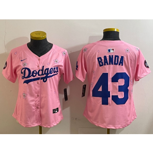 MLB Dodgers 43 Banda Pink 2025 Tokyo Series Nike Cool Base Youth Jersey MLB Dodgers 43 Banda Pink 2025 Tokyo Series Nike Cool Base Youth Jersey
