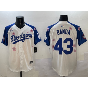 MLB Dodgers 43 Banda White Blue 2025 Tokyo Series Nike Cool Base Men Jersey MLB Dodgers 43 Banda White Blue 2025 Tokyo Series Nike Cool Base Men Jersey