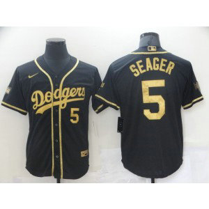 MLB Dodgers 5 Corey Seager Black Gold Cool Base Men Jersey MLB Dodgers 5 Corey Seager Black Gold Cool Base Men Jersey