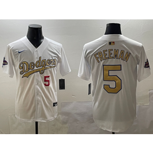 MLB Dodgers 5 Freddie Freeman 2025 Gold Collection Nike Cool Base Men Jersey 1 MLB Dodgers 5 Freddie Freeman 2025 Gold Collection Nike Cool Base Men Jersey 1