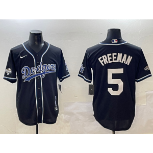 MLB Dodgers 5 Freddie Freeman Black 2024 World Series Champion Nike Cool Base Men Jersey MLB Dodgers 5 Freddie Freeman Black 2024 World Series Champion Nike Cool Base Men Jersey