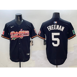 MLB Dodgers 5 Freddie Freeman Black Rainbow Nike Cool Base Men Jersey MLB Dodgers 5 Freddie Freeman Black Rainbow Nike Cool Base Men Jersey