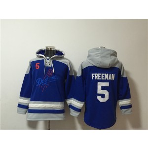 MLB Dodgers 5 Freddie Freeman Blue Ageless Must-Have Lace-Up Pullover Hoodie MLB Dodgers 5 Freddie Freeman Blue Ageless Must-Have Lace-Up Pullover Hoodie