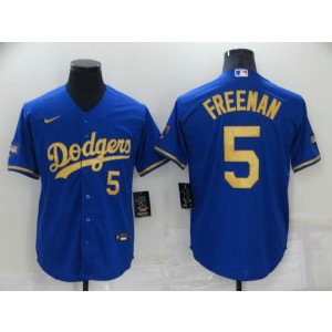 MLB Dodgers 5 Freddie Freeman Blue Gold Nike Cool Base Men Jersey MLB Dodgers 5 Freddie Freeman Blue Gold Nike Cool Base Men Jersey