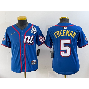 MLB Dodgers 5 Freddie Freeman Blue National League 2025 All Star Nike Cool Base Women Jersey 2 MLB Dodgers 5 Freddie Freeman Blue National League 2025 All Star Nike Cool Base Women Jersey 2