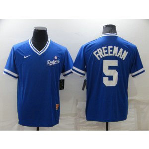 MLB Dodgers 5 Freddie Freeman Blue Throwback Men Jersey MLB Dodgers 5 Freddie Freeman Blue Throwback Men Jersey