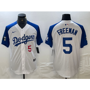 MLB Dodgers 5 Freddie Freeman Blue White Nike Cool Base Men Jersey MLB Dodgers 5 Freddie Freeman Blue White Nike Cool Base Men Jersey
