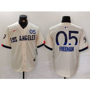 MLB Dodgers 5 Freddie Freeman Cream 2024 City Connect Nike Cool Base Men Jersey MLB Dodgers 5 Freddie Freeman Cream 2024 City Connect Nike Cool Base Men Jersey