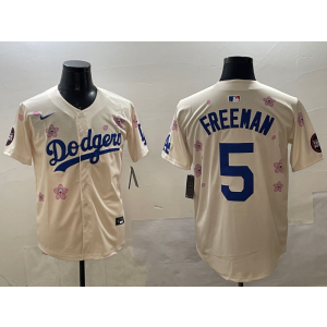 MLB Dodgers 5 Freddie Freeman Cream 2025 Tokyo Series Nike Cool Base Men Jersey MLB Dodgers 5 Freddie Freeman Cream 2025 Tokyo Series Nike Cool Base Men Jersey