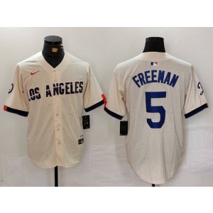 MLB Dodgers 5 Freddie Freeman Cream Nike Cool Base Men Jersey MLB Dodgers 5 Freddie Freeman Cream Nike Cool Base Men Jersey