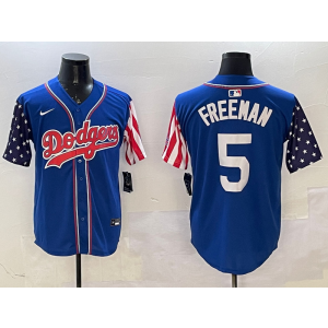 MLB Dodgers 5 Freddie Freeman USA Flag Blue Nike Cool Base Men Jersey MLB Dodgers 5 Freddie Freeman USA Flag Blue Nike Cool Base Men Jersey